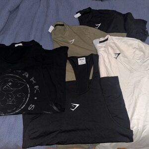 Gymshark Black, White, and Green Tops Collection